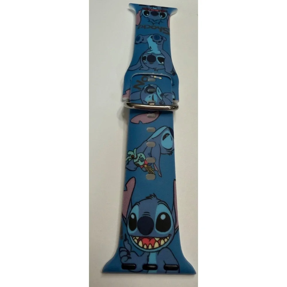 Stitch Inspired Apple Watch Band 38mm 40mm 41mm Blue Silicone Watch Strap New